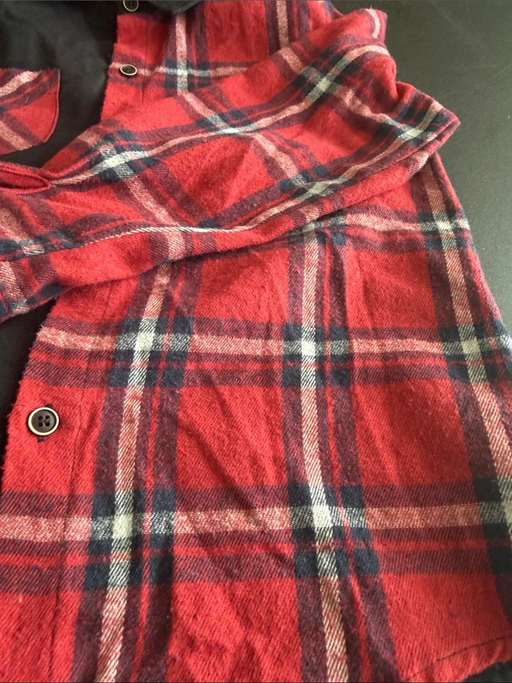 Kids Black and Red Plaid Button-Up Shirt